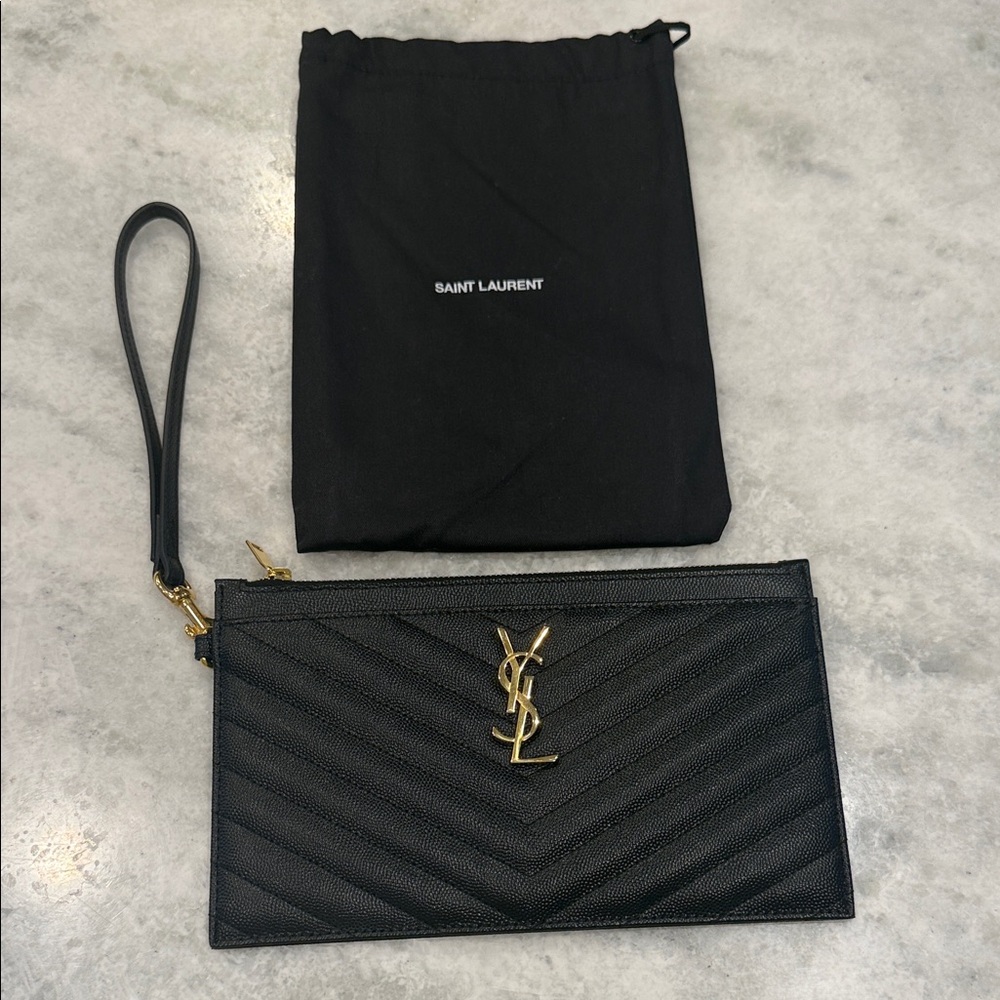 YSL Pouch Monogrammed Grain De Poudre Tech